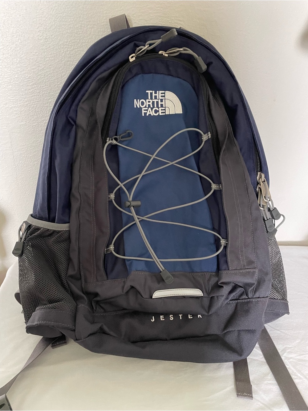 The North Face Jester Backpack Blue Grey Hiking Day Pack Laptop School Bag